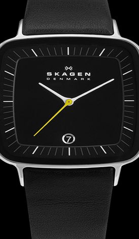 Skagen Gents Stainless Steel and Leather Watch