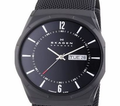 Skagen Mens Quartz Watch with Black Dial Analogue Display and Black Stainless Steel Strap SKW6006