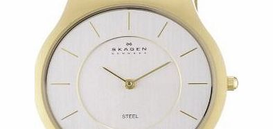 Skagen Mens Watch 233LGG with Gold Stainless Steel Bracelet and Silver Dial
