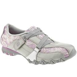 Female Bikers Curtains Lacey Leather Upper Fashion Trainers in Light Grey