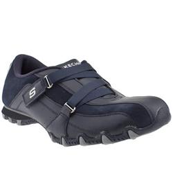 Female Bikers Curtains Leather Upper Fashion Trainers in Navy