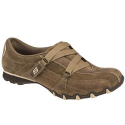 Female Bikers Curtains Leather Upper Fashion Trainers in Tan