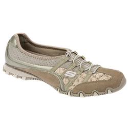 Skechers Female SKEBIKERS Leather/Textile Upper Textile Lining in Taupe