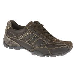 Skechers Male Descent Leather Upper Fashion Trainers in Chocolate