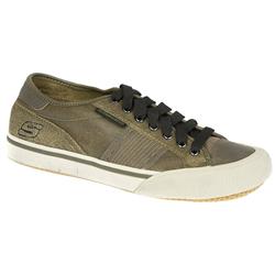Skechers Male Strand Leather/Textile Upper Textile Lining Back To School in Dark Brown