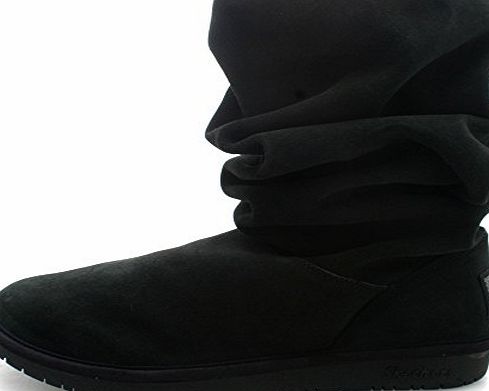 Skechers Womens Skechers Australia Suede Slouch Boots with Memory Foam-Black-6