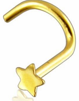 Nose Stud Screw Piercing 14 ct Yellow Gold, Body Jewellery, Star
