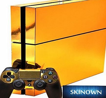SKINOWN M PS4 Skins Golden Skin Gold Sticker Vinly Decal Cover for Sony PS4 PlayStation 4 Console and Controller