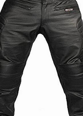 Skintan CE Armoured Mens Leather Motorcycle Trousers By Skintan (Short L29 W32)