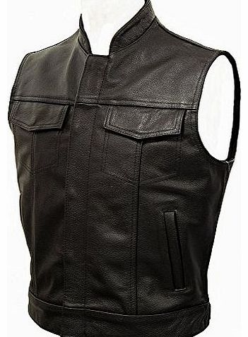Skintan JAX - Classic Leather Cut-Off Motorcycle Waistcoat