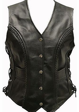 Ladies Real Leather Lace Sided Motorcycle Waistcoat Vest Gilet by Skintan (22)