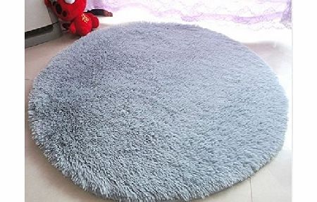 SKL 120cm*2.5cm Super Soft Chenille Fiber Round Shaggy Area Rugs and Carpet Sitting Room Bedroom Home Carpet Computer Chair Cushion (Silver grey)