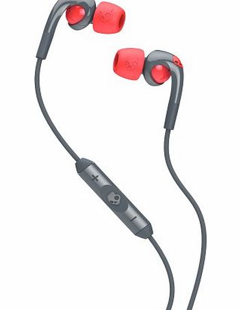 Skullcandy Fix 2.0 In-Ear Headphones with Mic - Grey/Hot Red