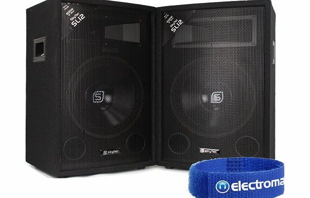 Skytec 2x Skytec SL12 12`` Passive PA Speakers Party Disco DJ Sound Setup Package 1200W
