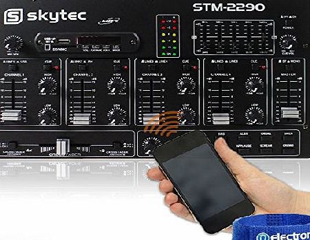 Skytec STM2290 Sound Effects Bluetooth Wireless Audio DJ PA Mixer 8-Channel SD USB MP3