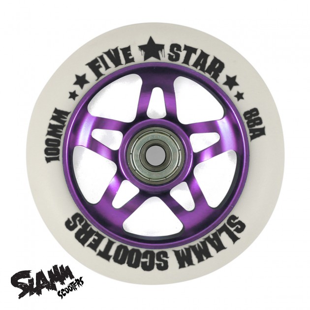Slamm Five Star Scooter Wheel - White/Purple
