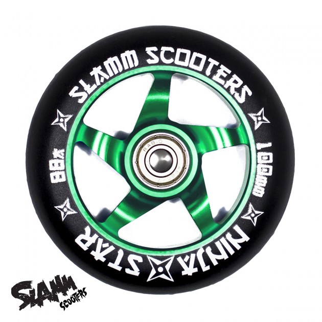 Slamm Ninja Star Scooter Wheel - Black/Green
