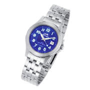blue dial date bracelet watch
