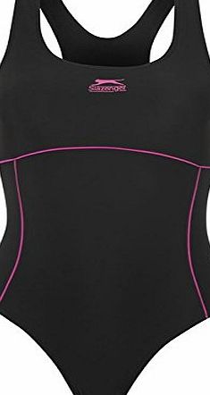 Slazenger Racer Back Swimsuit Ladies Black/Purple 10 (S)