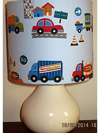 SleeptightKids Cars,Bus and Emergency Vehicle - Childrens Bedside Table Lamp - 20cm