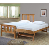 90cm Brent Single Guest Bed in Rubberwood with Oak Finish