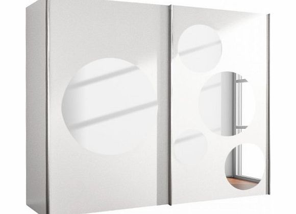 Spott: White Sliding Door Wardrobe with Mirror Spots - 202cm or 236cm Wide - German Made Bedroom Furniture (202cm)