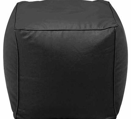 Small Leather Effect Beanbag Cube - Black