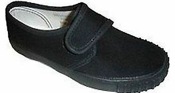Brand New In Bag Black School Unisex Girls Boys Pe Velcro Pumps Plimsoles Shoes[Uk 13 Kids]