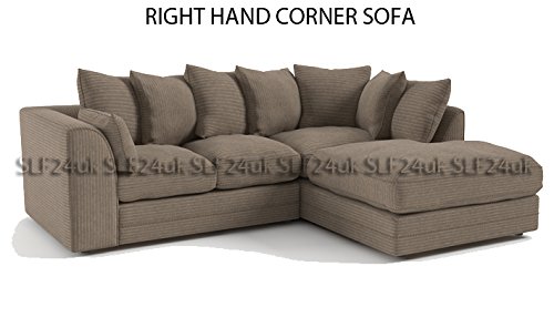 Porto Byron Jumbo Full Cord Corner Sofa Fabric, Settee in Beige Left or Righ Hand (choice) (Right Hand Corner)