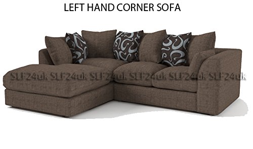 Porto Darcy Corner Group Sofa in Brown Sawana Fabric - Left or Right Hand (Left Hand Corner)