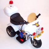 Ride on kids toy battery powered rechargeable junior police trike - White