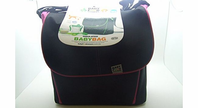 Smash Baby Food Movers - Insulated Baby Bag - Babies Food Carry Bag - Black with Pink lining