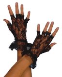 Smiffys Adult Fingerless Black Lace Gloves for Fancy Dress