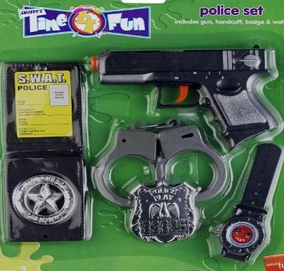 Smiffys Police Set with Gun Handcuff Badge and Watch