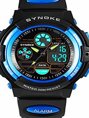 SNK Watch Double Movement 30M Waterproof Sport Watch,Boys Military Multifunctional Analog-Digital Wrist Watch-