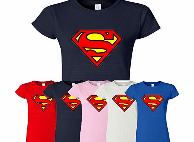 SnS Online Superman Womens Ladies Girls Fitted Tee T-shirt Sweatshirt Top New Design Super man T Shirt - Red - S - To Fit : UK 10