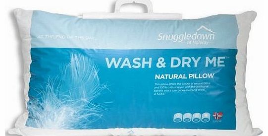 Wash & Dry Me White Goose Feather & Down Pillow 100% Cotton Cover