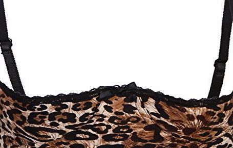 So Sexy Lingerie  (TM) Leopard Stretch Shelf Bra 1/4 Exposed Open Cup (32 A-c), UK Size: 32a/c