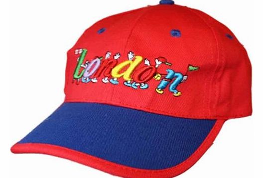 Unisex Child Baseball Cap Embroidered London Logos Summer Sun Hat Red