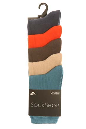 Sockshop Boys 5 Pair Plain Cotton Rich Socks 4-6.5 Kids