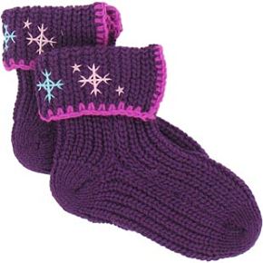 Sockshop Kids 1 Pair Chunky Knit Socks With Snowflakes 9-12 Kids - Purple