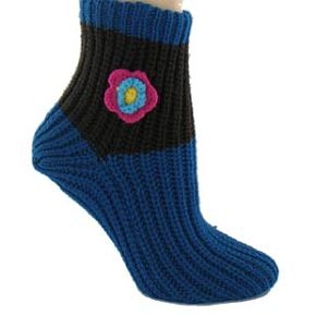 Sockshop Ladies 1 Pair Floral Applique Chunky Knit Socks