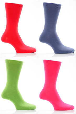 Ladies 1 Pair SockShop Colours Single Cotton Rich Socks 4-7 Ladies - Lyons Blue