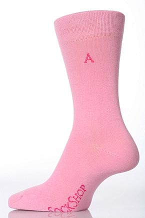 SockShop Ladies 1 Pair SockShop Individual Pink Embroidered Initial Socks - All 26 Letters Of The Alphabet ..