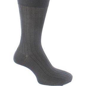Sockshop Mens 1 Pair Fine Rib Cotton Rich Socks 12-14 Mens - Grey