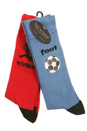 Sockshop Mens 2 Pair Football Strike Cotton Rich Socks Red/Blue