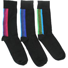 Sockshop Mens 3 Pair Side Stripe Design Socks