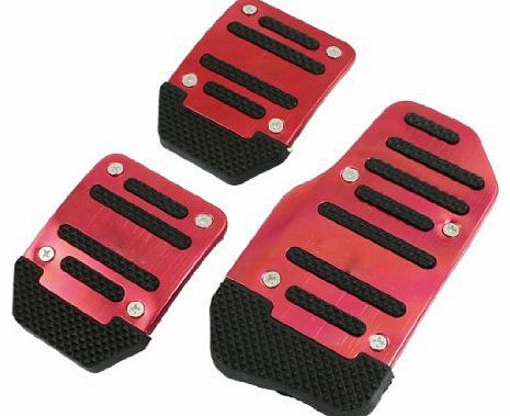 SODIAL(R) 3 Pcs Black Red Metal Plastic Nonslip Pedal Cover Set for Car
