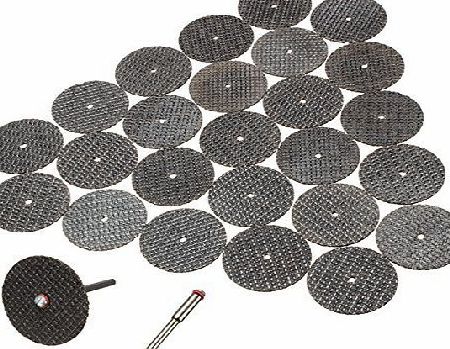 SODIAL(R) cutting disc set - SODIAL(R)25 pcs blades cutting disc set 32mm with arbor For Dremel rotary tool