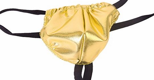 SODIAL(R) Sexy Mens Fashion Spandex Underwear Thong Bikini T-back -Golden